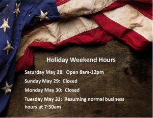 Memorial Day Hours 2016