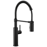 Delta Antoni kitchen faucet in matte black finish with pull-down sprayer