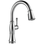 Delta Cassidy kitchen faucet in stainless finish with elegant high-arc design