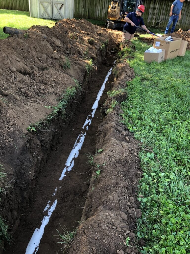 Lohmeyer Plumbing completing a sewer line replacement in Columbus, IN