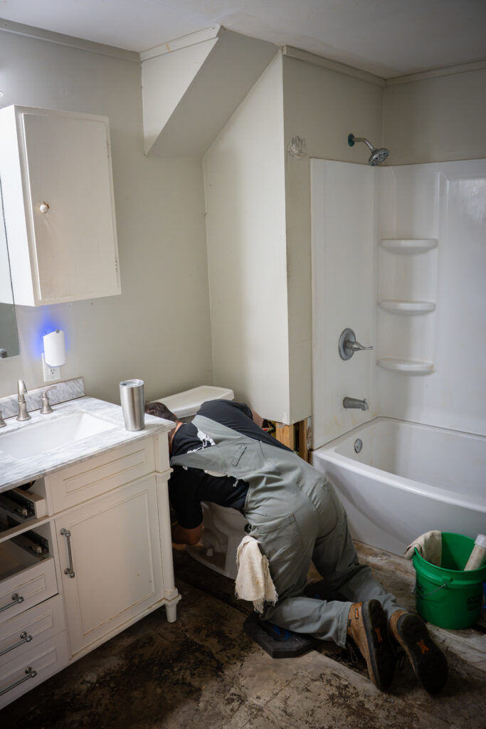 Wyatt removing toilet