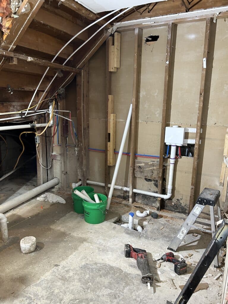 Bathroom down to the studs